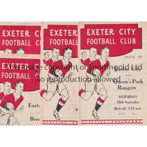 147 - EXETER CITY     Four home programmes in season 1954/5 v QPR, scores entered, Southend Utd., scores e... 