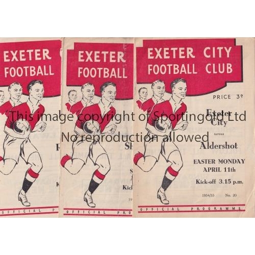 151 - EXETER CITY     Three home programmes in season 1954/5 v Aldershot, team change, Shrewsbury, slightl... 