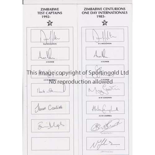 164 - ZIMBABWE CRICKET AUTOGRAPHS       Eighteen autographs: Zimbabwe Test Captains 1992 signed by Houghto... 