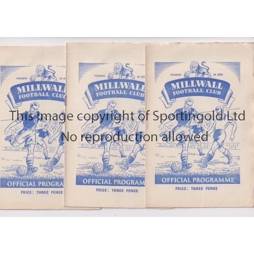 18 - MILLWALL     Eight home programmes in season 1949/50 v Torquay, Swindon, Nottm. Forest, C. Palace, B... 