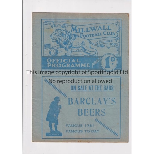 25 - MILLWALL V CLAPTON ORIENT 1936     Programme for the League match at Millwall 7/11/1936, slightly cr... 