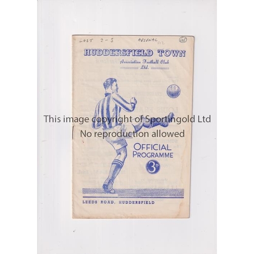 37 - ARSENAL      Programme for the away League match v Huddersfield Town 15/12/1951, very slightly creas... 