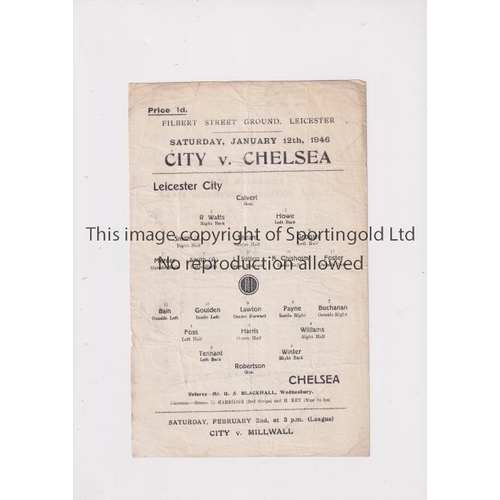 51 - CHELSEA      Programme for the away FA Cup tie v Leicester City 12/1/1946, creased.     Fair to gene... 