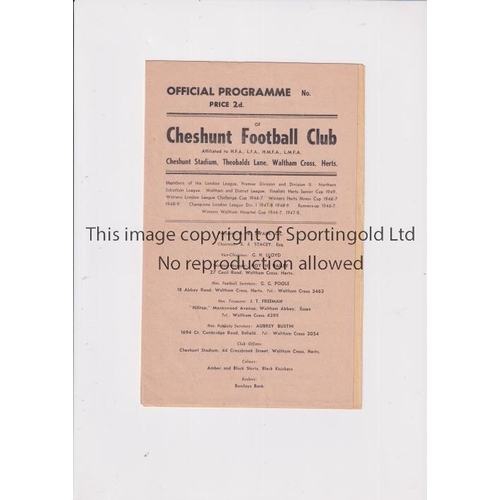 52 - CHESHUNT V GUILDFORD CITY     Programme for the London League Cup Semi-Final at Cheshunt 4/3/1950, v... 