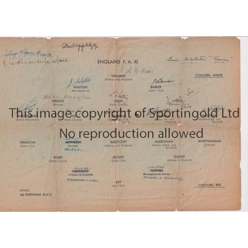 64 - WARTIME FOOTBALL IN GERMANY 1945 / AUTOGRAPHS        Programme for Combined Services XI (Germany) v ... 