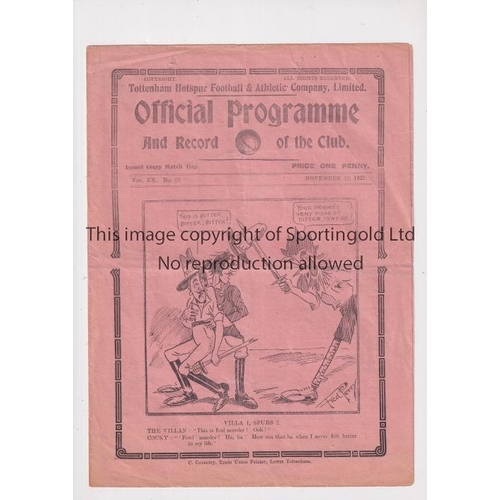 7 - TOTTENHAM HOTSPUR       Programme for the home League match v Sheffield United 19/11/1927, slightly ... 