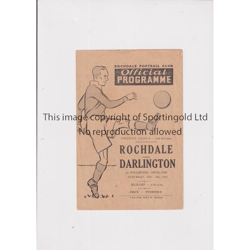 713 - ROCHDALE V DARLINGTON 1947     Programme for the League match at Rochdale 6/12/1947.     Good