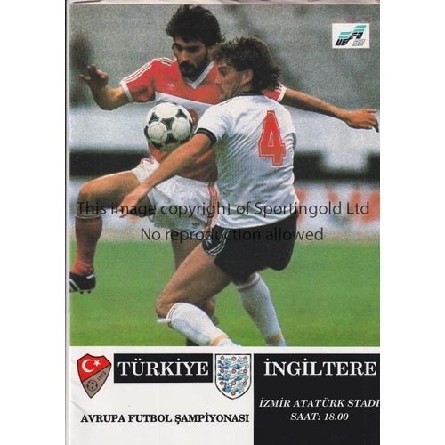 719 - TURKEY V ENGLAND 1991      Scarce programme for the match in Izmir 1/5/1991.    Good