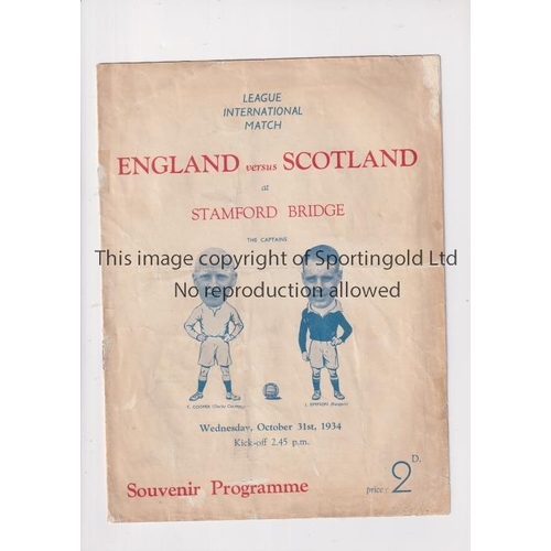 79 - ENGLAND v SCOTLAND     English League v Scottish League at Stamford Bridge 31/10/1934, official prog... 