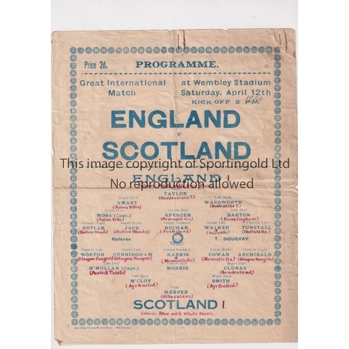 80 - ENGLAND v SCOTLAND 1924     Scarce pirate single sheet programme for the first International to be p... 