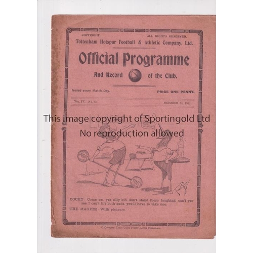 91 - TOTTENHAM HOTSPUR        Gatefold programme for the home League match v Preston North End 28/10/1911... 