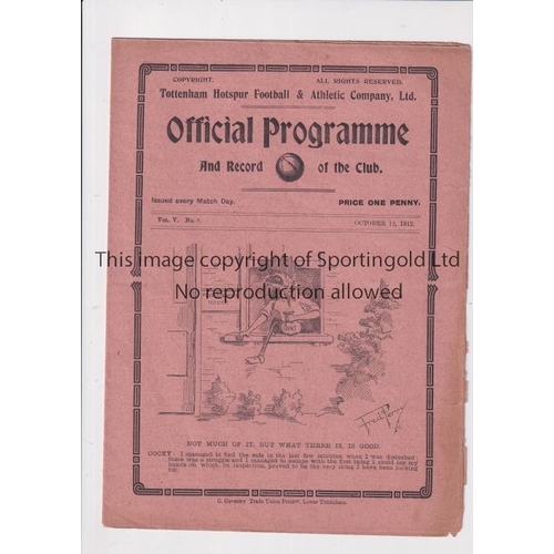 92 - TOTTENHAM HOTSPUR        Gatefold programme for the home League match v Notts. County 12/10/1912. Mi... 