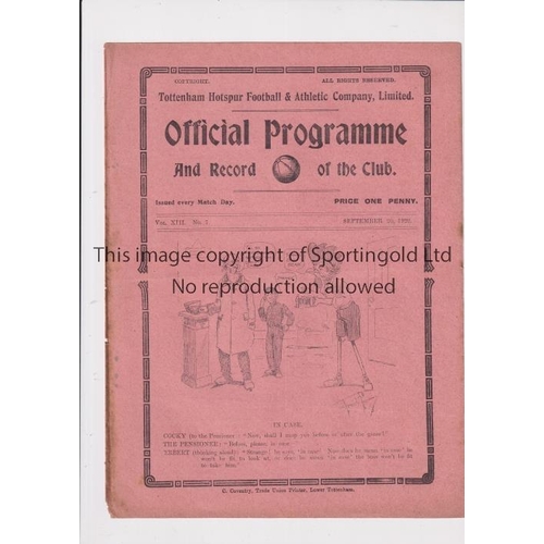 96 - TOTTENHAM HOTSPUR V CHELSEA 1920        Programme for the London Combination match at Tottenham 20/9... 