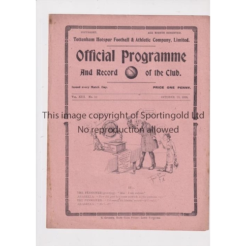 97 - TOTTENHAM HOTSPUR        Programme for the home League match v Burnley 23/10/1920.     Generally goo... 