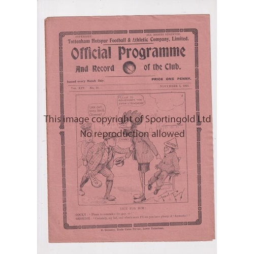 99 - TOTTENHAM HOTSPUR        Programme for the home League match v Newcastle United 5/11/1921.     Good