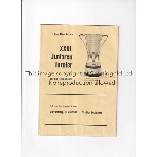 100 - MANCHESTER UNITED - TOTTENHAM HOTSPUR 1961   Scarce FC Blue Stars Zurich Junior Tournament programme... 