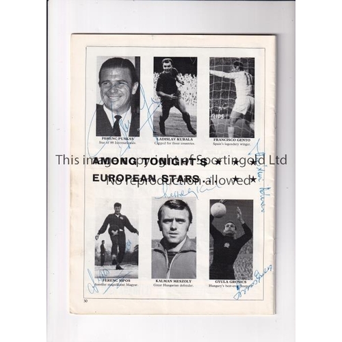 13 - FERENC PUSKAS AUTOGRAPH     Programme for Great Britain v Europe 14/11/1972 signed by 7 players incl... 