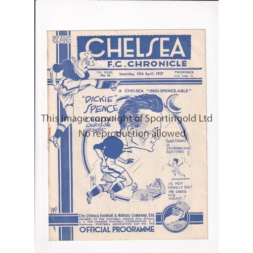 1496 - CHELSEA      Programme for the home League match v Bolton Wanderers 10/4/1937.    Generally good