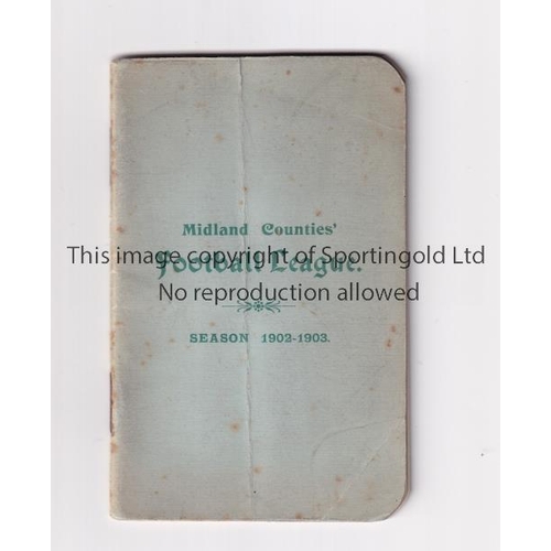 21 - MIDLAND COUNTIES FOOTBALL LEAGUE     Handbook for season 1902-1903, very slightly creased.     Gener... 