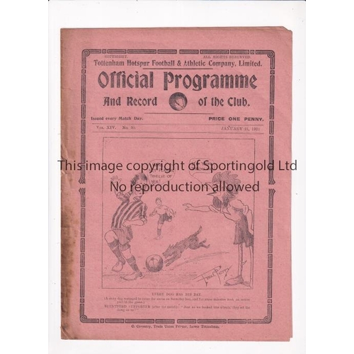 224 - TOTTENHAM HOTSPUR        Programme for the home London Combination match v Clapton Orient 21/1/1922,... 