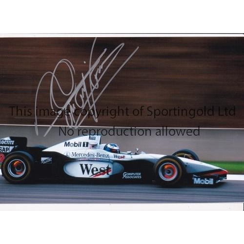 23 - FORMULA 1 AUTOGRAPHS      Seven signed photos including Coulthard, Dennis, Hakkinen, Raikonen and Sa... 