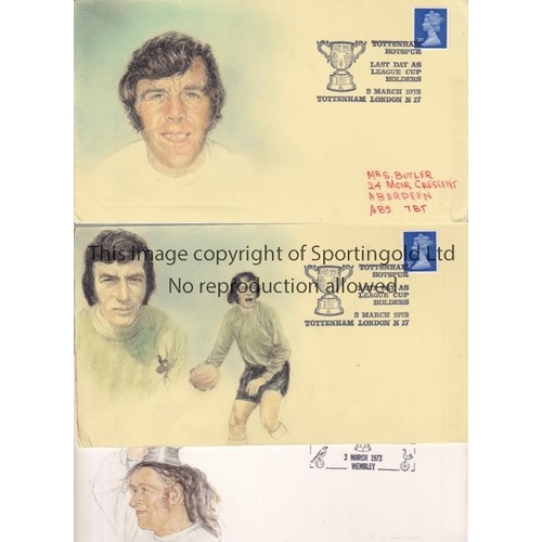 26 - TOTTENHAM HOTSPUR      Six hand painted envelopes including handstamps 2 X 1972 UEFA Cup Final, 2 X ... 