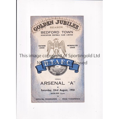 266 - ARSENAL      Programme for the away Met. League match v Bedford Town 23/8/1958.    Good