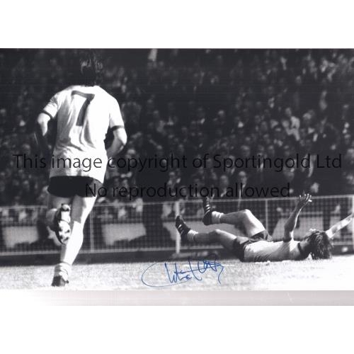 281 - CHARLIE GEORGE 1971     Autographed 12 x 8 photo of the striker celebrating (by lying flat on his ba... 