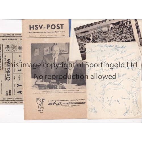 287 - 1959 HSV HAMBURG v MANCHESTER UNITED        Official programme and unused ticket ( small tear) for t... 