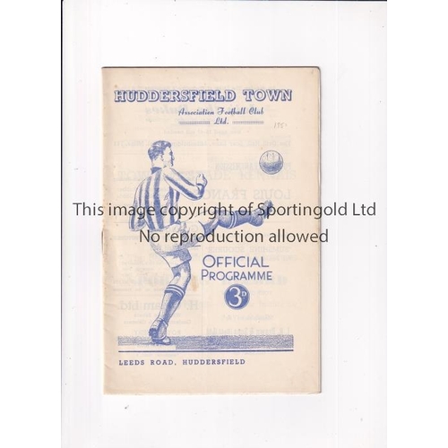 317 - FESTIVAL OF BRITAIN 1951 / HUDDERSFIELD TOWN V STADE RENNAIS     Programme for the match at Huddersf... 