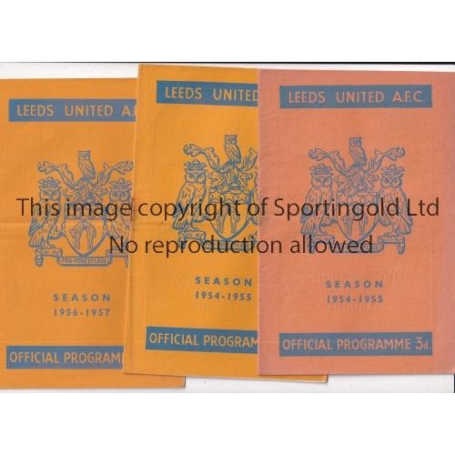 328 - LEEDS UNITED    Thirteen home programmes: 1954/5 v Stoke and WBA, 1956/7 v Everton, Luton and Burnle... 