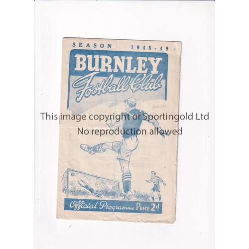 339 - CHELSEA     Programme for the away League match v Burnley 19/2/1949, folded in four.    Fair to gene... 