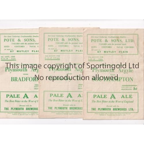 380 - PLYMOUTH ARGYLE      Five home programmes in season 1948/9 v Southampton, Grimsby, Bradford Park Ave... 