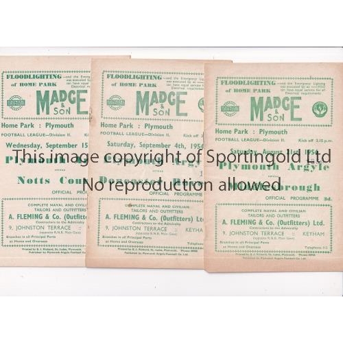 390 - PLYMOUTH ARGYLE     Twenty one home programmes for season 1954/5 including League, FA Cup and Friend... 