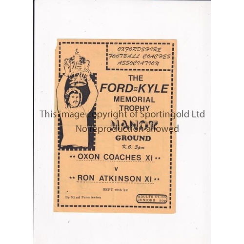 403 - GEORGE BEST      Programme for the Ford-Kyle Memorial Trophy match at Oxford United 19/9/1982 with B... 