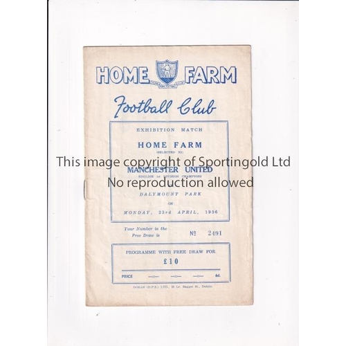 411 - MANCHESTER UNITED     Programme for the away Friendly v Home Farm 23/4/1956, slight vertical crease.... 