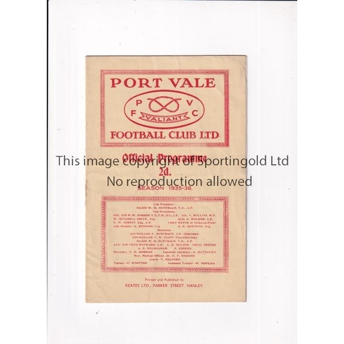 451 - TOTTENHAM HOTSPUR    Programme for the away League match v Port Vale 1/2/1936, staple removed.    Ge... 