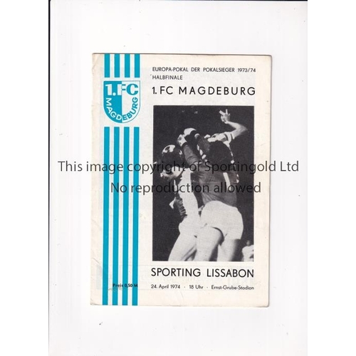 472 - MAGDEBURG V SPORTING LISBON / 1974 ECWC SEMI-FINAL      Programme for the match in Magdeburg 24/4/19... 