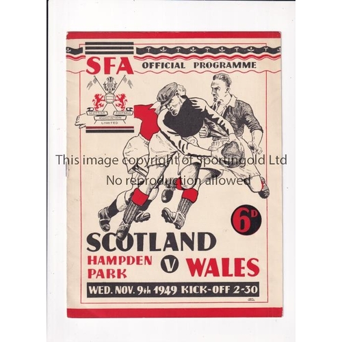 473 - SCOTLAND V WALES 1949     Programme for the match at Hampden Park 9/11/1949.   Very good