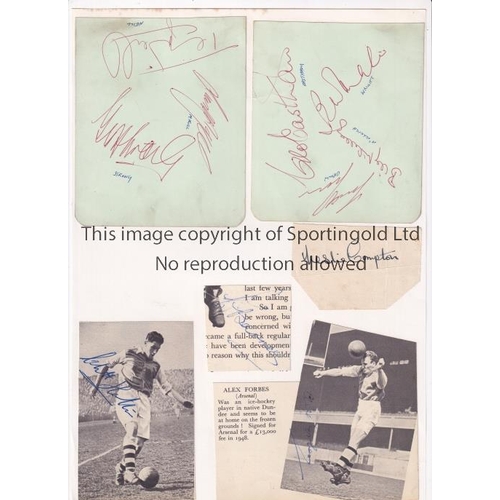 48 - ARSENAL AUTOGRAPHS    Two A4 sheets from the 1950's and 1960's with 13 Autos on albums sheets and ma... 