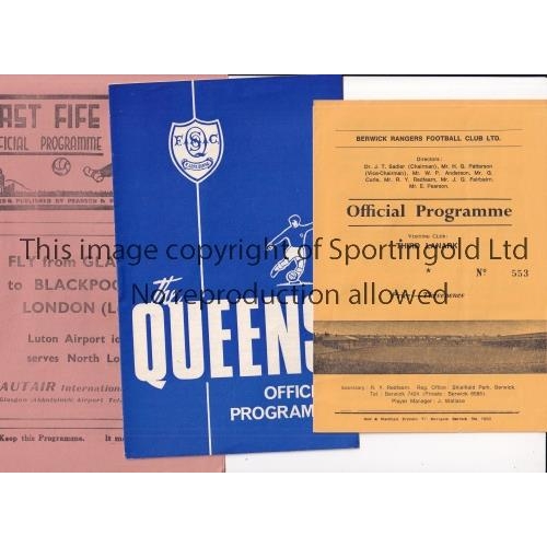 480 - THIRD LANARK / FINAL LEAGUE SEASON     Five away programmes in season 1966/7 v Berwick, Queen of the... 