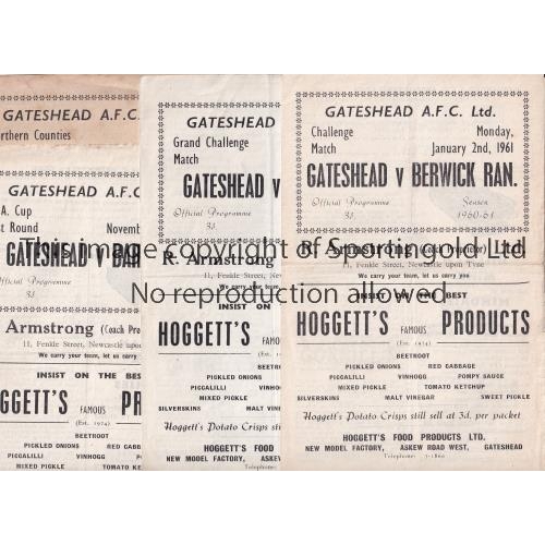 5 - GATESHEAD AFC / FIRST NON-LEAGUE SEASON      Four home programmes in season 1960/1 v Berwick Rangers... 