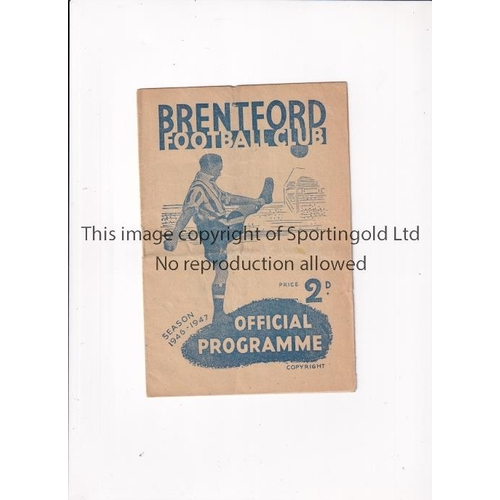 53 - BRENTFORD V LIVERPOOL 1947      Programme for the League match at Brentford 17/5/1947 in Liverpool's... 