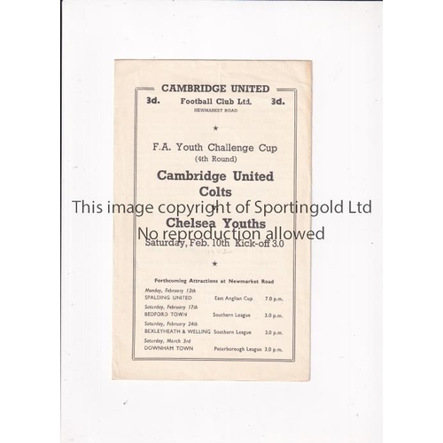 58 - CHELSEA    Programme for the away FA Youth Cup tie v Cambridge United 10/2/1962, slight vertical cre... 