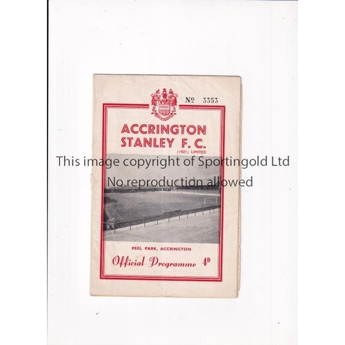 650 - ACCRINGTON STANLEY V CREWE ALEXANDRA 1961 / FINAL LEAGUE SEASON     Programme for the League match a... 