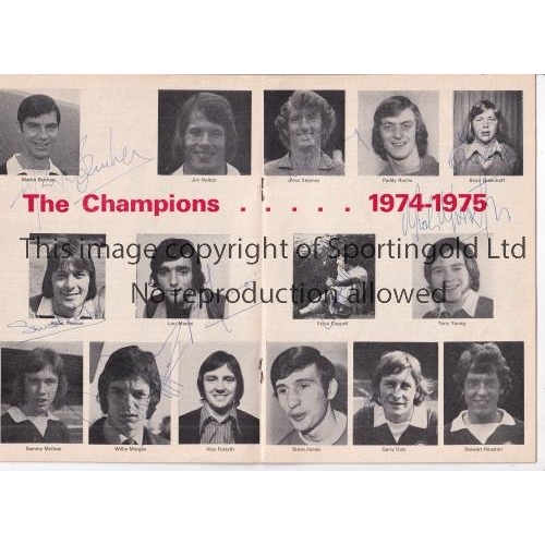 652 - MANCHESTER UNITED 1975 AUTOGRAPHS     Special Souvenir Issue official programme for the home League ... 