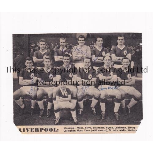 655 - LIVERPOOL 1961/2 DIVISION II CHAMPIONS / AUTOGRAPHS      A magazine B/W team group picture signed by... 