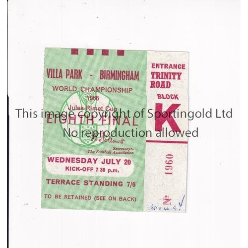 671 - 1966 WORLD CUP     Ticket for Spain v West Germany 20/7/1966 at Villa Park, small match details writ... 