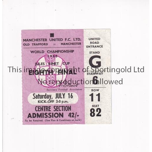 672 - 1966 WORLD CUP       Seat ticket for Portugal v Bulgaria 16/7/1966 at Old Trafford, very slightly cr... 