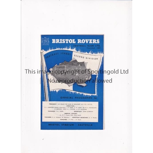 687 - FOOTBALL LEAGUE CUP FIRST SEASON 1960-1 / BRISTOL ROVERS V FULHAM      Programme for the tie at Bris... 